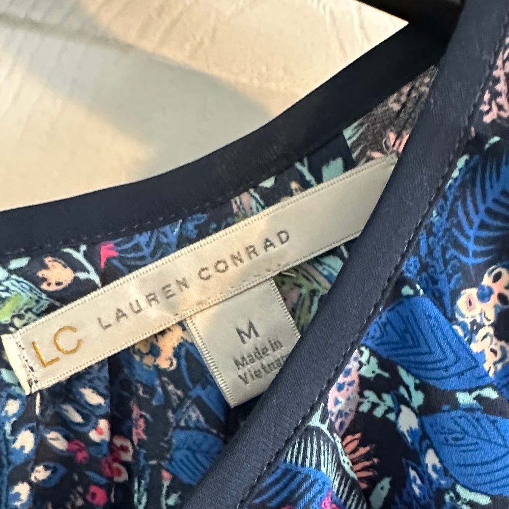 LC Lauren Conrad Blue Floral Blouse